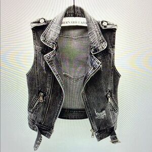 🆕distressed Black Denim Vest